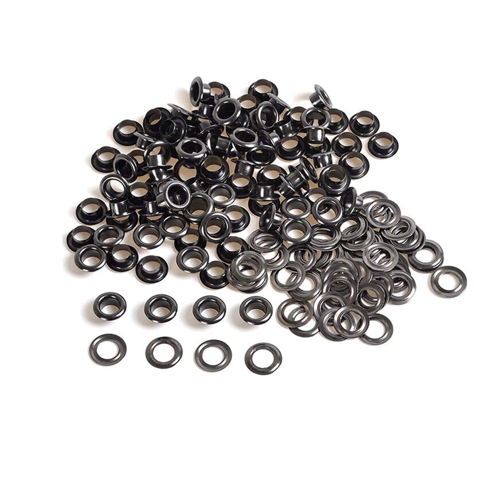 100 Sets Grommet Kit 10mm Metal Eyelets Grommets with Washers for Shoes Clothes Belt Bag DIY Project (Black)