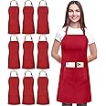 Utopia Kitchen 10 Pack Bib Apron Adjustable with 2 Pockets, Water and Oil Resistant, Cooking Kitchen Chef Apron for Women Men