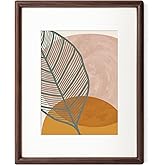 8.5x11 Walnut Picture Frame with Tempered Glass, Solid Walnut Wood Photo Frame with Mat for 6x8, 8.5 by 11 Picture Frame for Diploma, Natural Wooden Picture Frame for Home Decor Wall Mount or Table