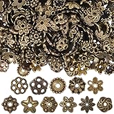 SOFPLATE 1 Box 220Pcs 11 Styles Metal Bead End Caps Antique Bronze Flower Bead Caps Small Alloy Tibetan Floral Petal Spacer Charms Findings for Bracelets Jewelry Making Necklaces Earrings DIY Crafts