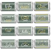 Clabby 90 Pcs Candy Bar Wrapper Stickers Baby Shower Party Favor | Sage Green Theme Baby Shower Favor for Mini Chocolates, Dessert Table Decor Gender Reveal