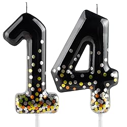 Hongplus Black Gold Confetti Number 14 Birthday