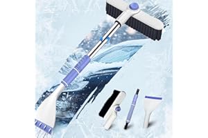 CDSDAS 3-in-1 Extendable Ice Scraper and Snow Brush for Car Windshield - 33.8" Car Snow Brush and Ice Scraper with 360° Rotating Head, Durable Aluminum Body, Foam Grip, Snow Brush for SUV, Cars & Trucks