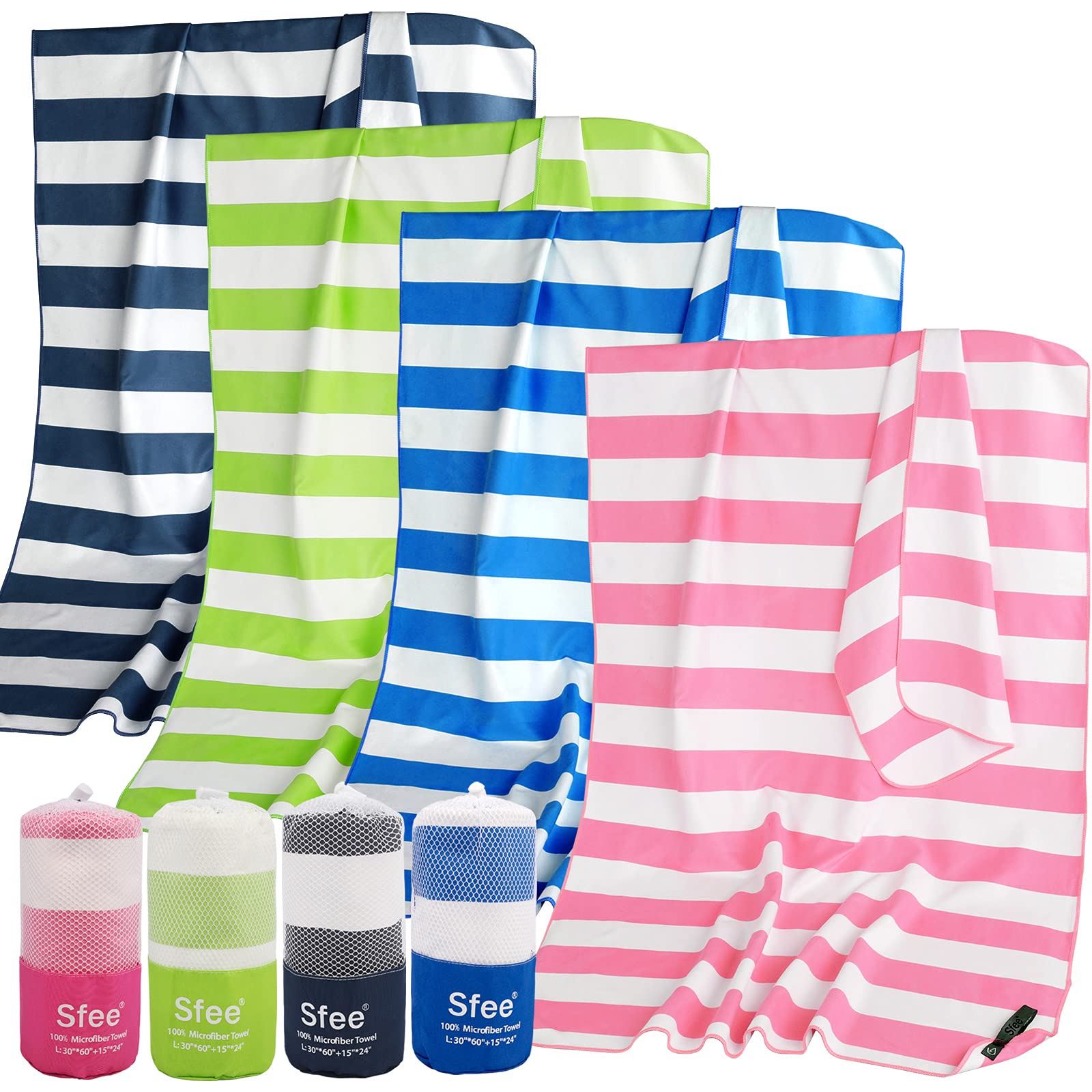 Sfee 2 in 1 Microfiber Oversized Beach Towel, Quick Dry Towel Travel Towel Camping Towel Super Absorbent Compact Lightweight Sports Gym Towels for Beach,Gym, Hiking, Pool, Backpacking, Bath, Yoga