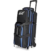 WOLT 3 Ball Bowling Bags with Wheels,Retractable Handle Extends to 38&rsquo;&rsquo; | Bowling Bags 3 Ball Roller with Separate Shoe Compartment and Accessory Pocket