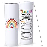 Hoolerry Teacher Tumbler with Straw, Back to School Gifts for Appreciation, 20 oz Stainless Steel Tumbler for School, Birthday, Christmas & Thanksgiving Gifts(Cute Style)