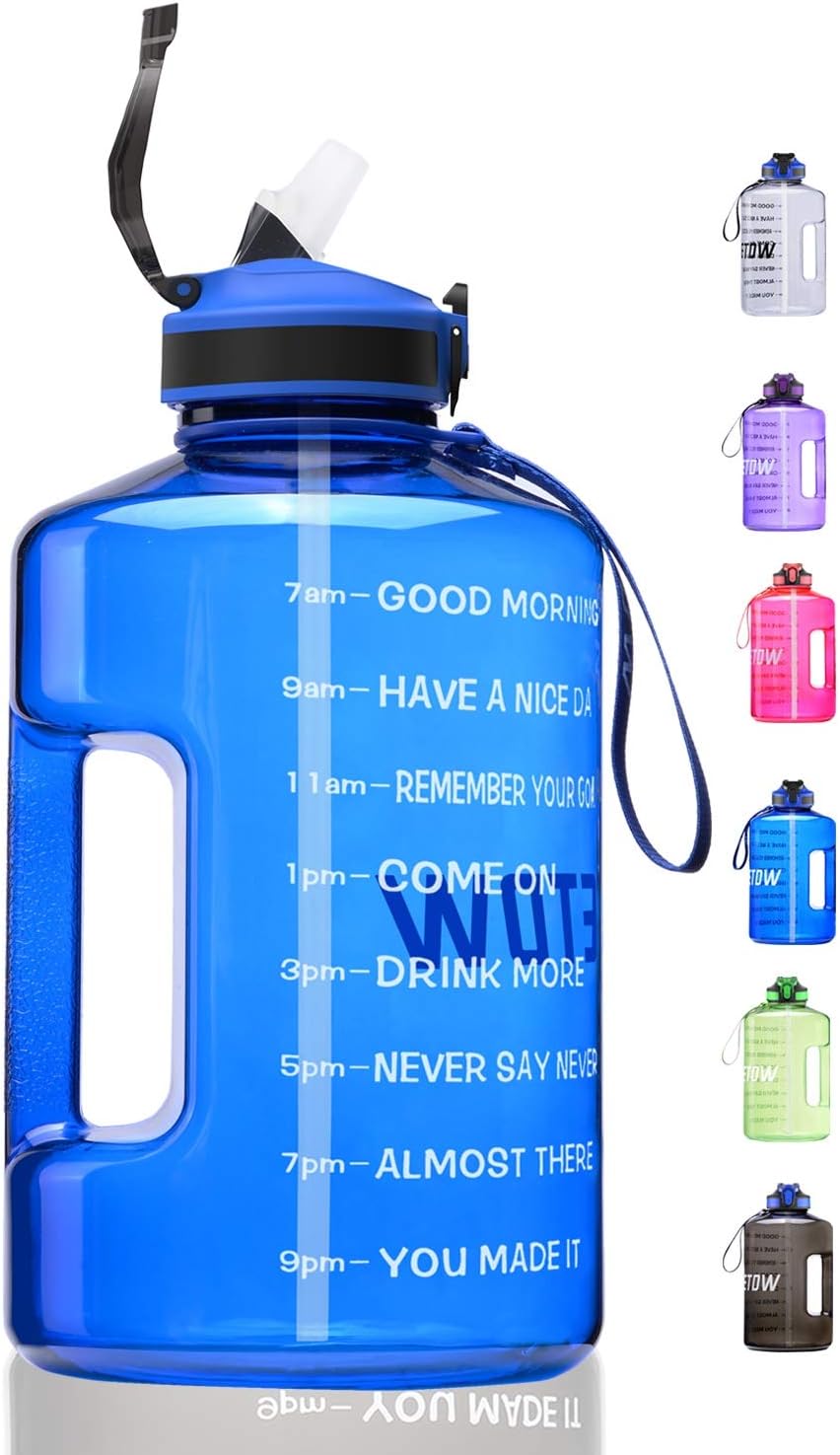 ETDW Gallon Water Bottle with Straw and Time Marker, 128OZ/74OZ BPA