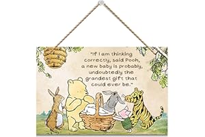 Hatzelou 1PCS Classic Winnie Baby Shower Centerpiece, Winnie Quotes Wall Hanging Sign, the Pooh Wall Sign Gifts, Adorable Winnie Sign for Home Bedroom Nursery, Perfect for Baby Shower Party Decor
