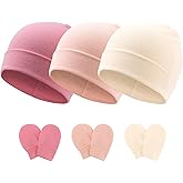 Newborn Baby Hats and Mittens Set Infant Beanie Cap Toddler Gloves Newborn Hospital Hats for Baby Boy Girl Kid 0-6 Months