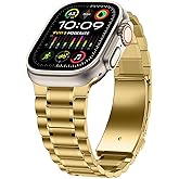 Dolstrap Stainless Steel Bands Compatible with Apple Watch Band 49/46(S11/10)/45/44/42mm, Men/Women Metal Replacement Strap Compatible for iWatch Ultra 3/2/1 SE3/2/1 Series 11 10 9 8 7 6-1, Gold