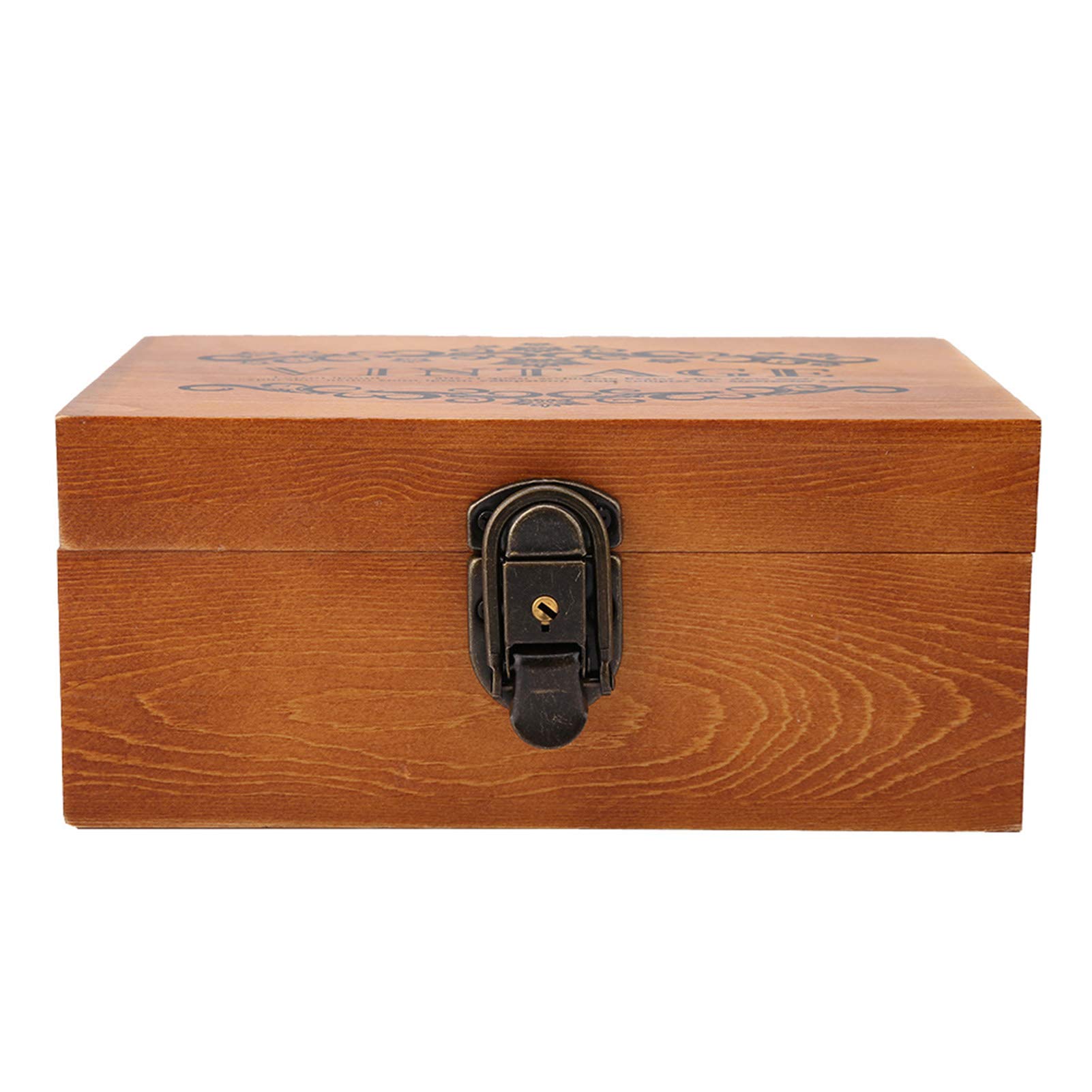 HERCHR Wooden Box Decorative Boxes with Lids Lock Keys Wood Storage Box Vintage Style Display Decoration (#01)