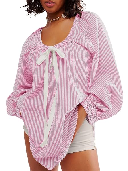 Tankaneo Women's Oversized Tunic Top – Long Sleeve Loose Fit Casual Shirt - View #3