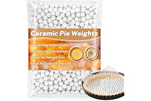 RAINFLOW 430G Baking Pie Weights - Pie Crust Weights Reusable,Ceramic Pie Weights for Baking,Natural Ceramic Stoneware Beans for Homemade Kitchen Reusable Beans,White
