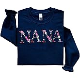 Regamor Embroidery Nana Sweatshirts For Women Gift Sweatshirt From Grandkids Nana Flower Grandma Gift Mothers Christmas