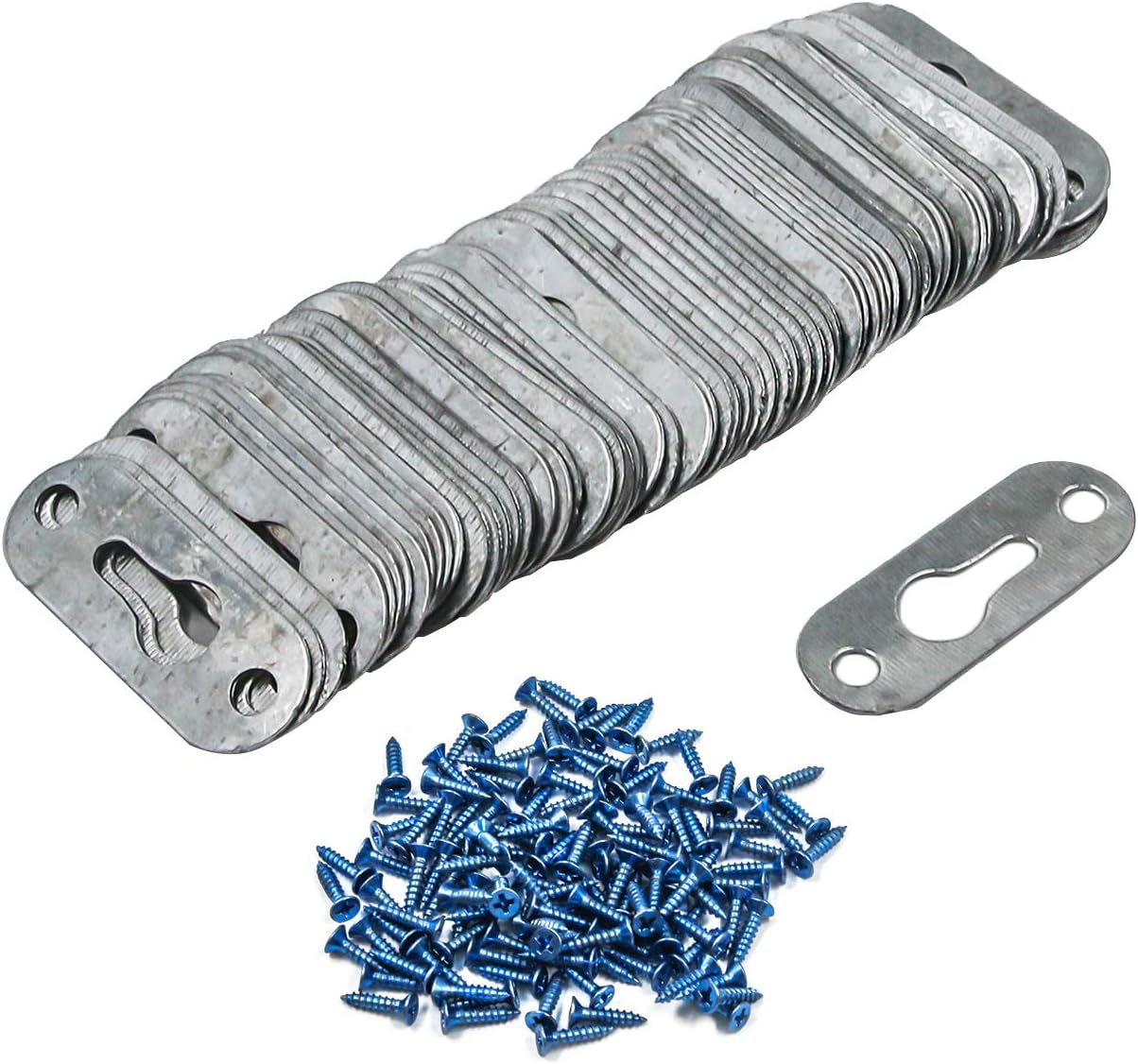 Geesatis 100 Pcs Heavy Duty Metal Keyhole Hangers for Mirrors