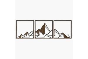 Mountain Wood Wall Art Decor, Geometric Mountains Wooden Wall Decoration, 3 Piece Modern Wood Wall Decor, Living Room Decor