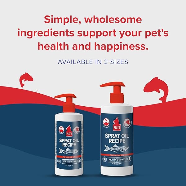 PLATO PET TREATS FISH OIL FOR DOGS – OMEGA 3 OIL FOR DOGS – SUPPORTS HEALTHY SKIN AND COAT – BALTIC SPRAT OIL RECIPE 8 OUNCES