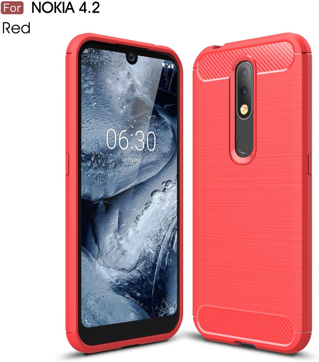 Nokia 4.2 Case, Cruzerlite Carbon Fiber Texture Design & Leather Texture Design Back Cover Anti-Scratch Shock Absorption Case for Nokia 4.2 (Red)
