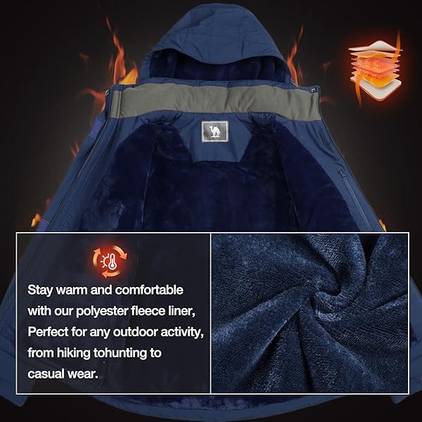 CAMEL CROWN WOMEN’S SKI JACKET WATERPROOF WINTER SNOW MOUNTAIN COAT WARM FLEECE WINDBREAKER HOODED RAINCOAT SNOWBOARDING JACKETS BLUE L