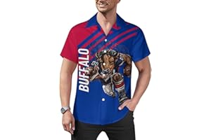 DIYBA4S Men's Football Shirt City Mascots Cuban Neck Shirts Hawaii Short Sleeve Game Day Gifts for Fans Men S-2XL