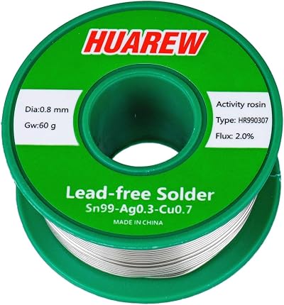 HUAREW HR990307 Sn 99-Ag 0.3-Cu 0.7 Lead-Free Solder Wire 0.8mm 60g