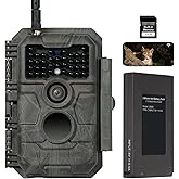 GardePro Cámara de rastreo E6PMB, WiFi Bluetooth, batería recargable de 8000 mAh, tarjeta SD incorporada, 48MP 1296p, visión 