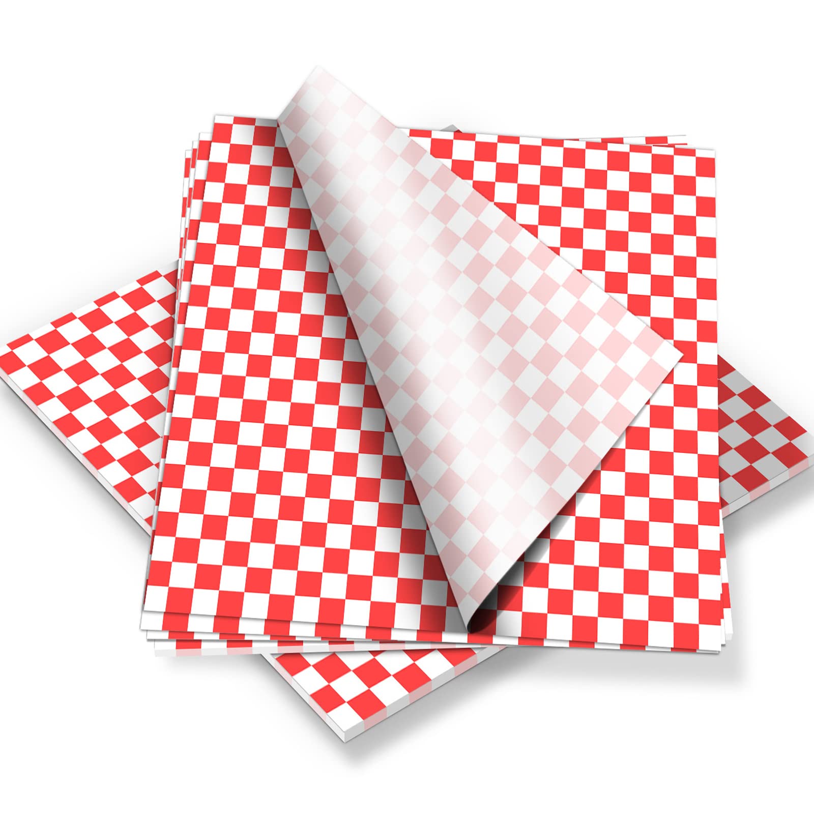 100Pcs Greaseproof Paper Sheets,Food Ggrade Wrap Paper Sheets Waterproof Checkered Basket Liners Oil-Proof Baking Paper Circles for Deli Sandwich Cakes Cheese10x11