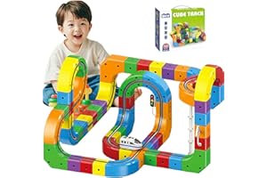 Ensemble de train électrique avec pistes de course flexibles 3D magiques pour enfants, jouet de construction, tracés 3D intég