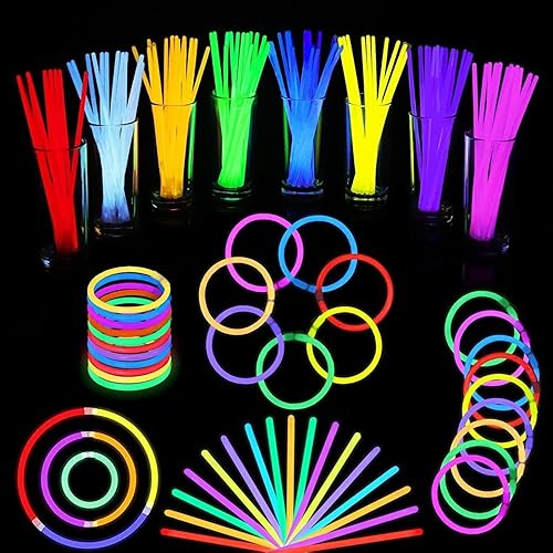 VEYLIN Glow Sticks,50PCS Glow Sticks Party Glowsticks for kids with Connectors Glow Bracelets Necklaces for Dark Party Supplies