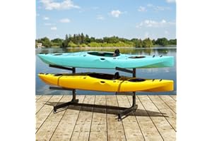 Baotree Heavy Duty Freestanding Kayak Storage Rack, Adjustable Metal Stand for Kayaks, Canoes, SUPs, Paddleboards & Surfboards with Lockable Wheels, Indoor & Outdoor Use