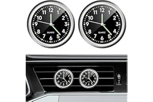 BWBWND 2PCS Stick on Dashboard Car Clock, Mini Luminous Automotive Vent Clip Quartz Clocks, Alloy Waterproof Analog Clock Watch Universal for Car Boat Bike Home, Interior Car Accessories (Black+Black)