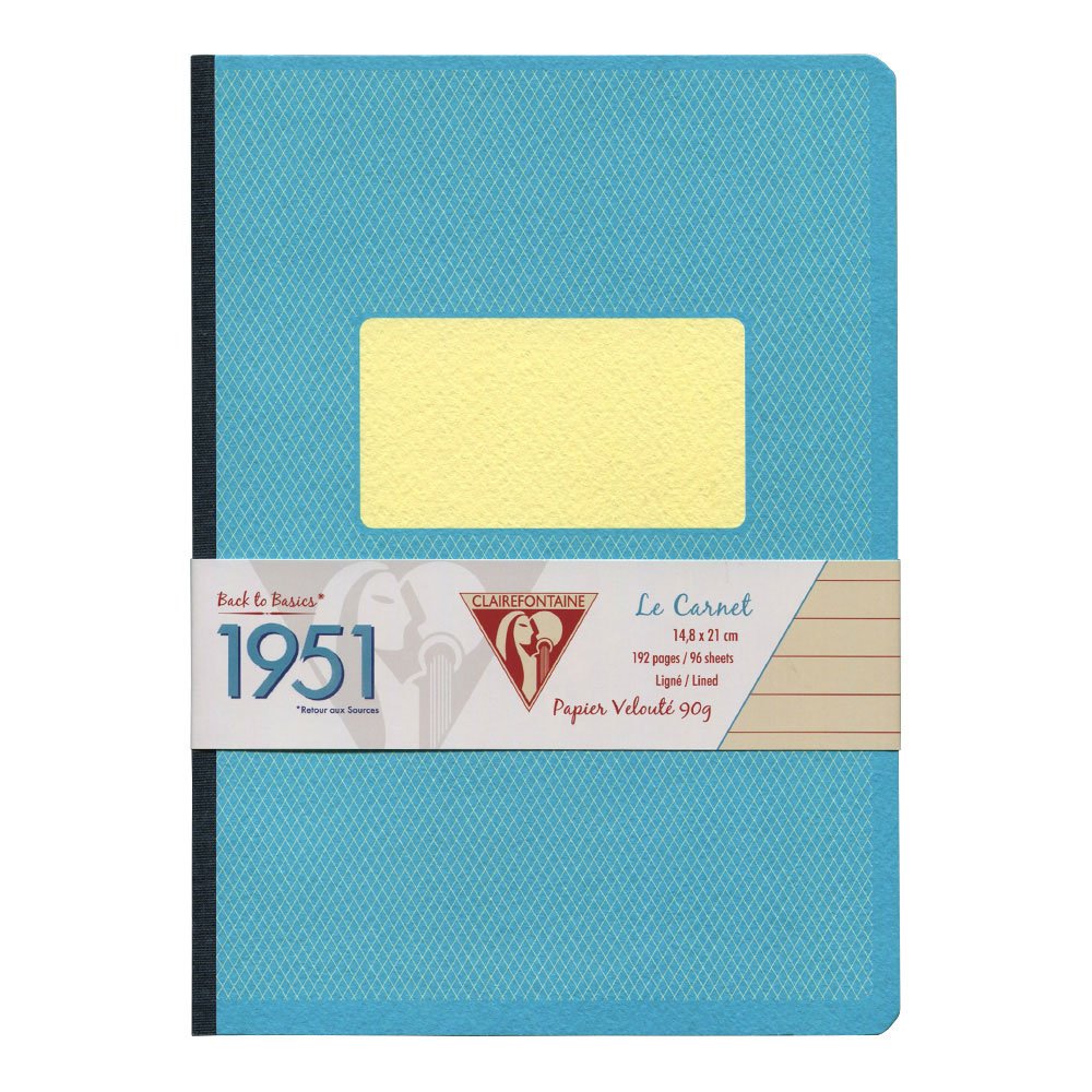 Clairefontaine 195746C - Collection 1951 - A Notebook Turquoise Clothbound - Size: A5 14,8x21 cm - 192 Lined Pages - White Paper 90 g - Grain Card Cover