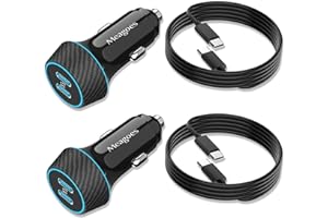 MEAGOES 2 Pack 90W USB C Car Charger Super Fast Charging for iPhone 17 Pro Max/Air/16/15/iPad, Samsung Android Phone, Dual 45W PD Port Auto Accessories, 12V Cigarette Lighter Adapter with 3.3 ft Type C Cord