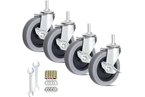 AOCHENLY Caster Wheels, 4 Inch Heavy Duty Casters Threaded Stem Casters Set of 4 Locking Castor Wheels for Funiture, Workbench, Carts (M8-1.25×25mm, 4 Inch)
