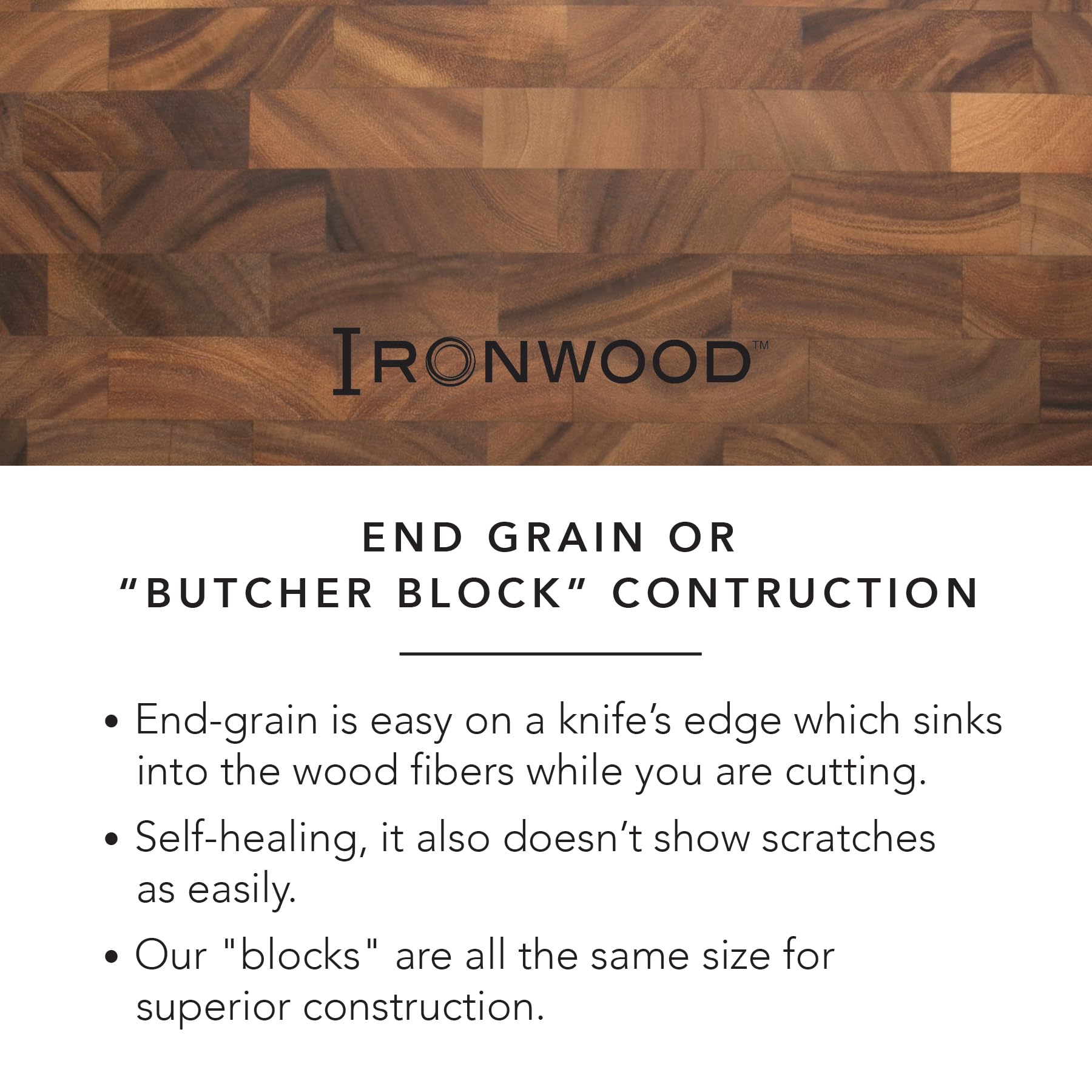Ironwood Gourmet 28218 Square Charleston End Grain Chef's Board , Acacia Wood 14