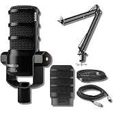 Rode PodMic USB Dynamic Broadcast Microphone Bundle with BOOMARM1 Desktop Boom Arm and 10-Foot XLR Cable &mdash; Cardioid USB-C Studio Mic with APHEX DSP for Podcasting, Streaming, Voice Over