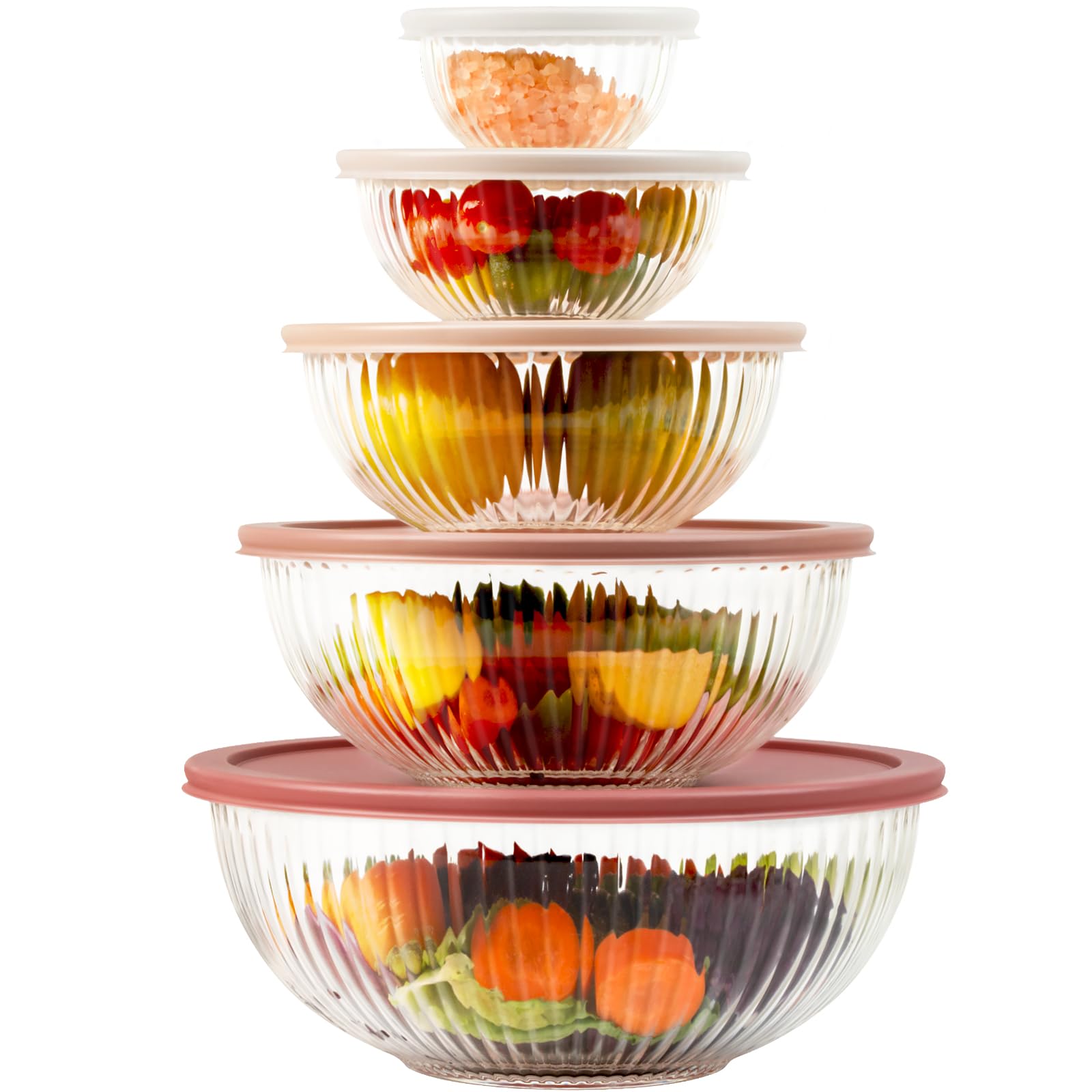 Photo 1 of **INCOMPLETE** Glass Mixing Bowls with Lids Sets, 4 Packs Glass Bowls with Lids for Kitchen Baking, Meal Prepping and Salad, Bpa Free and Dishwasher Safe Serving Bowls, 0.2/0.5/2.1/3.7Qt