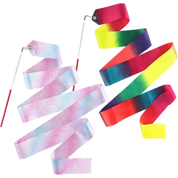 Cintas De Danza Con Barra Giratoria - Pack De 5 Colores, 2 Metros, Para Gimnasia Y Baile Infantil