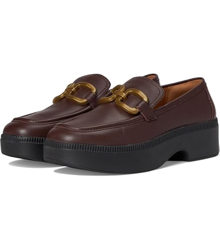fitflop dress shoes Women's F-Luma Chunky-Snaffle Leather Demi-Wedge Loafers Deep Tan 6.5 Medium AL:2026 Futuristic Elegance Dress To Durable rubber outsole with Size:31XL
