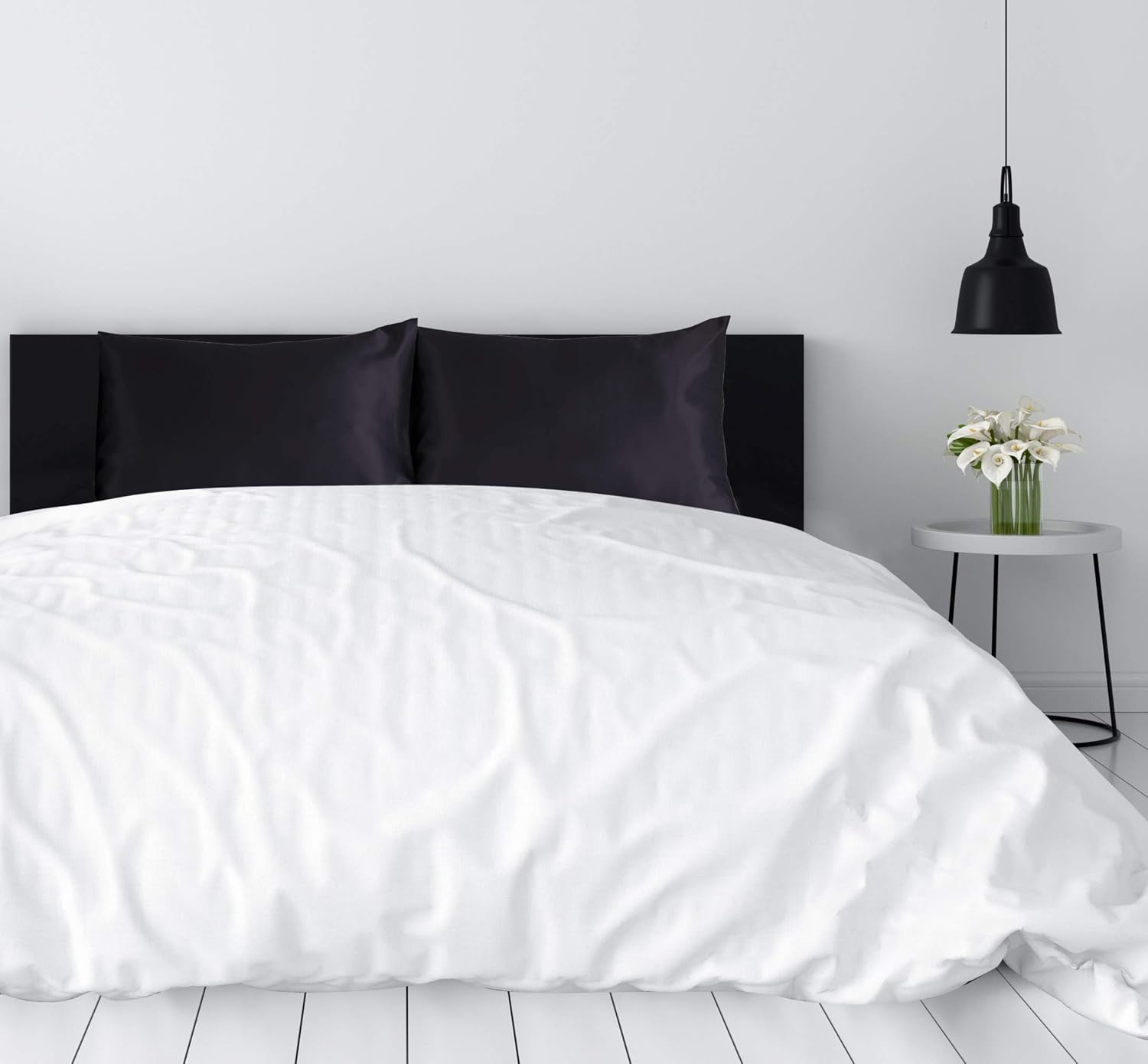 Love's cabin Silk Satin Pillowcase for Hair and Skin (Black, 20x30 inches) Slip Pillow Cases Queen Size Set of 2 - Satin Cooling Pillow Covers with Envelope Closure: Home & Kitchen