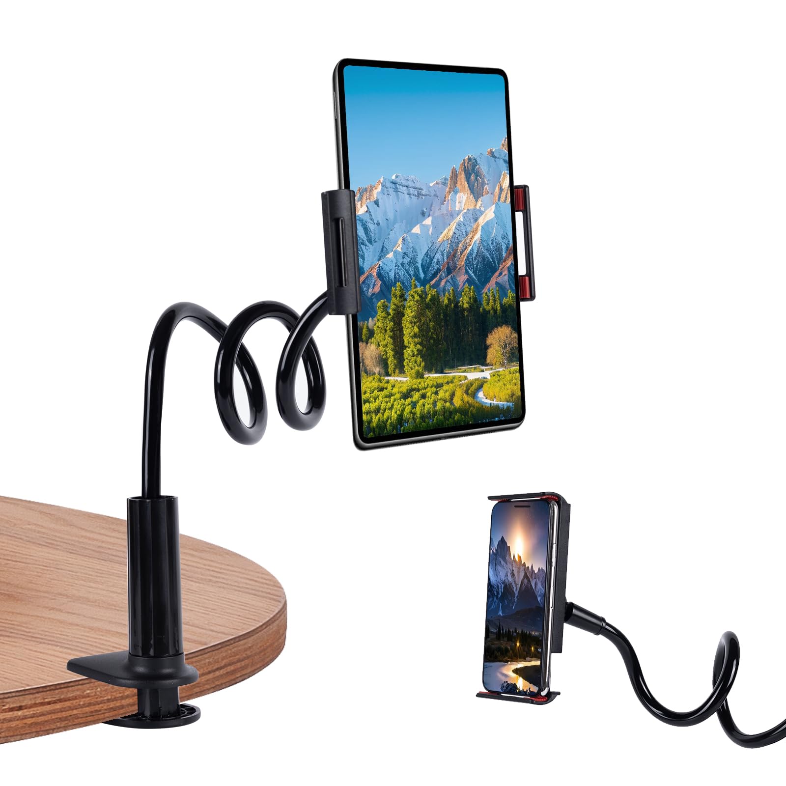 Photo 1 of Kdyxvhy Lazy Bracket Gooseneck Tablet Holder for Bed, 360 Flexible Long Arm Adjustable Tablets Stand Clamp for Desk Phone Mount, Compatible with iPad 4" - 8" Tablet Gooseneck Holder Cell Phone Stand