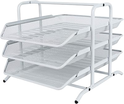 EasyPAG 3 Tier A4 Mesh In Tray Desk Tidy File Holder White