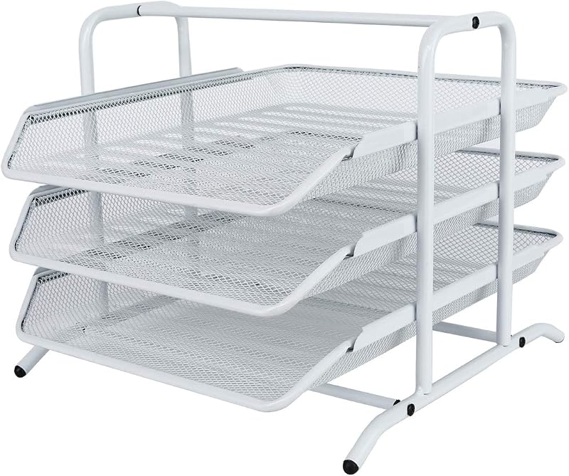 EasyPAG 3 Tier A4 Mesh In Tray Desk Tidy File Holder White