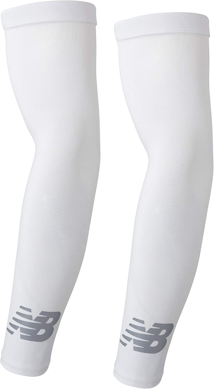 New Balance Unisex Outdoor Sports Compression Arm Sleeves, Arm Warmer, Black and White (1 Pair) : Clothing