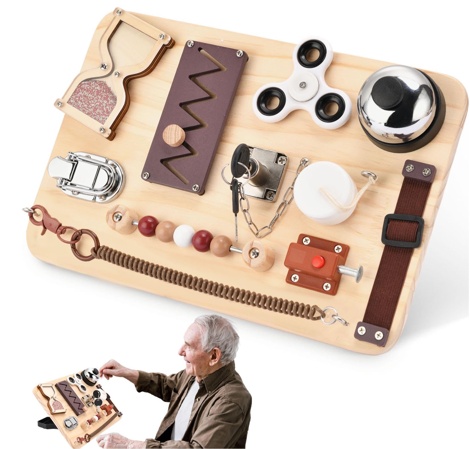 Dementia Activities For Seniors-Fidget Busy Board-Alzheimers Products for Elderly-Memory Games for Autism Adult-Dementia Gadgets-Sensory ADHD Toys-Anxiety Relief Items-Gift for Dementia Patients
