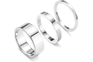 POXTEX Silver Rings for Women Non Tarnish, Gold Wedding Bands for Men, Stainless Steel Chunky Knuckle Pinky Open Adjustable Ring Set for Jewelry Gift Size 5-13