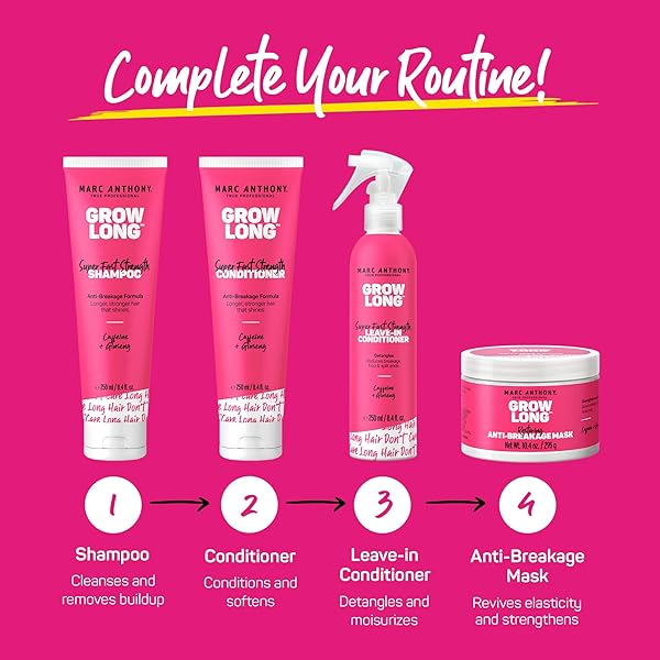 MARC ANTHONY STRENGTHENING CONDITIONER, GROW LONG – ANTI-FRIZZ, ANTI-BREAKAGE & NOURISHING FORMULA FOR SPLIT ENDS, & HAIR GROWTH – BIOTIN, VITAMIN E, CAFFEINE & GINSENG FOR DRY & DAMAGED HAIR