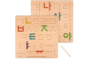 BLUE GINKGO Korean Alphabet Board - Double-Sided Wooded Korean Letter Tracing Board - Learn Korean Alphabet for Kids, Toddlers and Beginners - 11.4 x 11.4 Inches