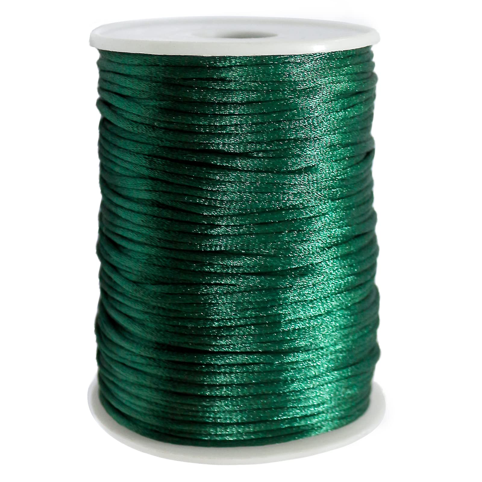 FQTANJU Dark Green 2mm x 100 Yards Satin Nylon Trim Cord, Rattail, Chinese Knot, Kumihimo, Premium Quality — image 1