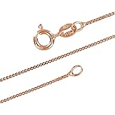 14kt Rose Gold Plated Sterling Silver 1mm Box Chain Necklace, Thin Dainty Chain Necklace for Women, Nickel-Free, Made in Italy